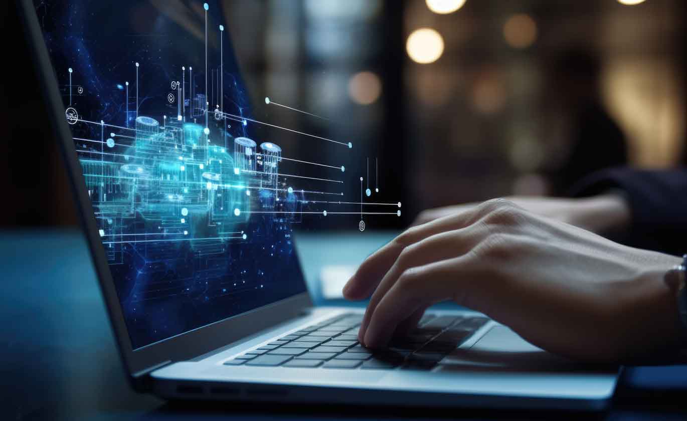 Laptop mit Hand