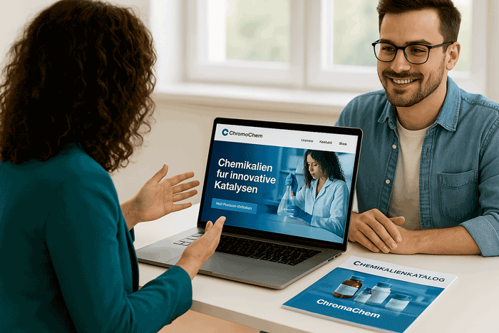 Kundengespraech1 Dr. Tanja J. Walter im Kundengespräch mit dem Gründer eines Chemie Startups