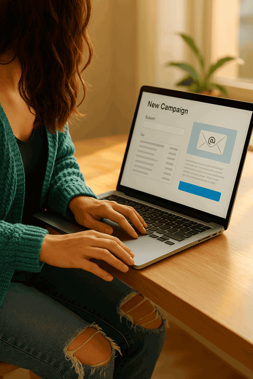 email_marketing Dr. Tanja J. Walter beim Erstellen einer neuen E-Mail Kampagne